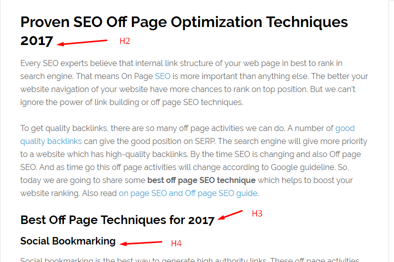 Heading Tag On Page SEO Technique 2017