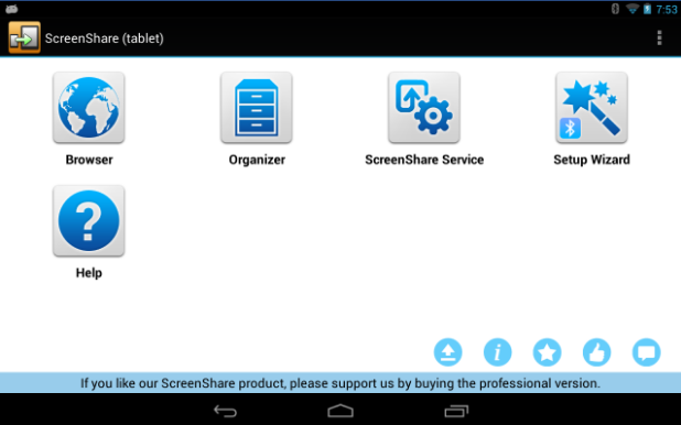 Screen Share for control android tablet from android phone