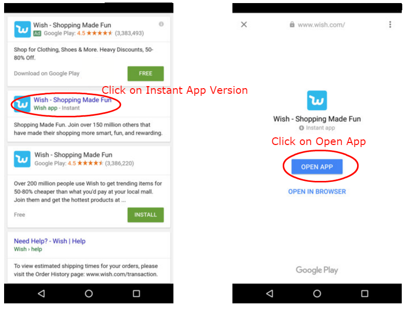 Using Android Instant Apps feature