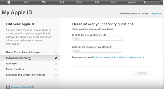 apple id security question