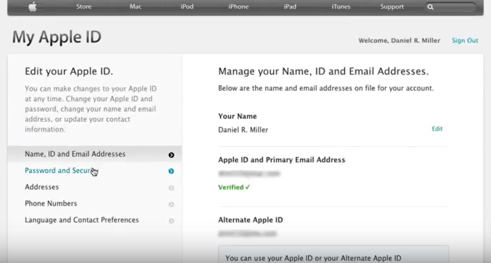 security and password for apple id verification