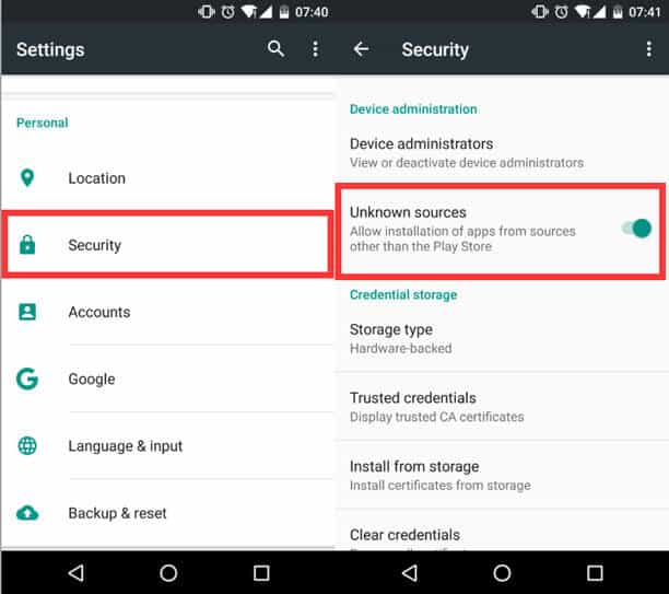 Enable Unknown Sources for Kingoroot APK