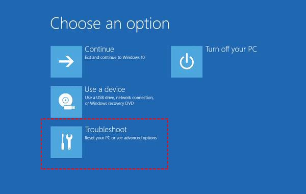 choose troubleshoot option