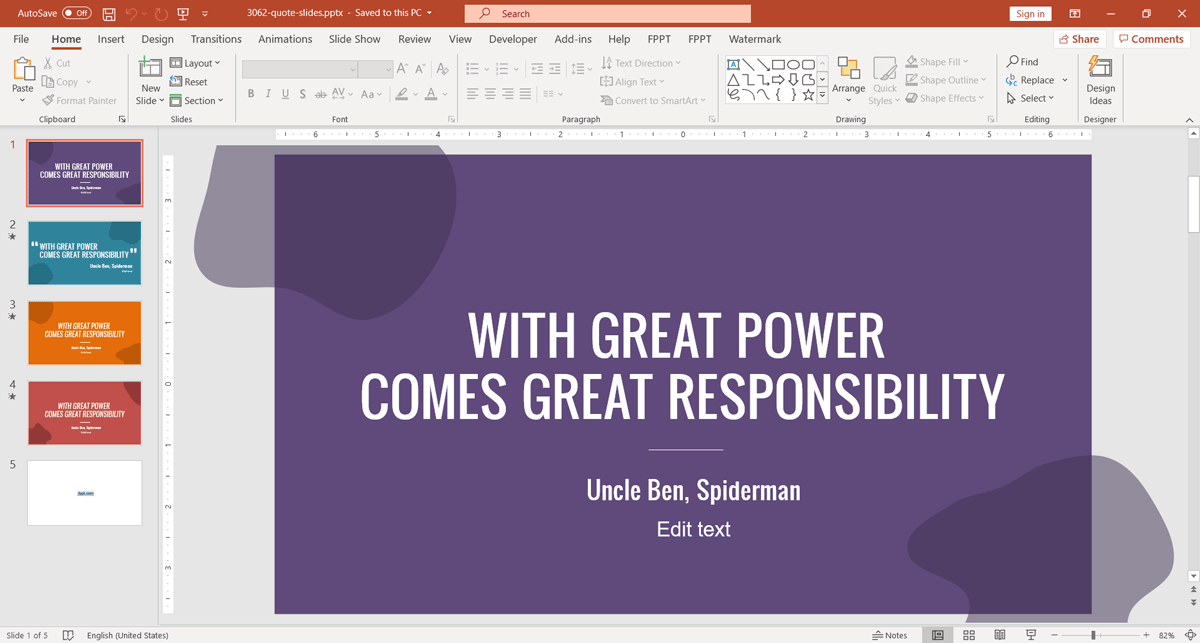 Quote Slide PowerPoint template