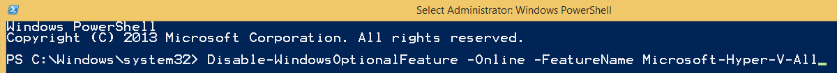 Disable Hyper V Using Windows PowerShell