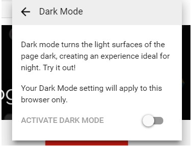youtube dark mode option image