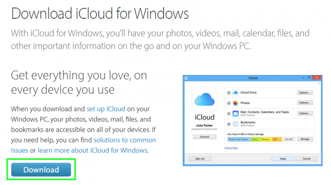 how to download icloud pictures to windows 10