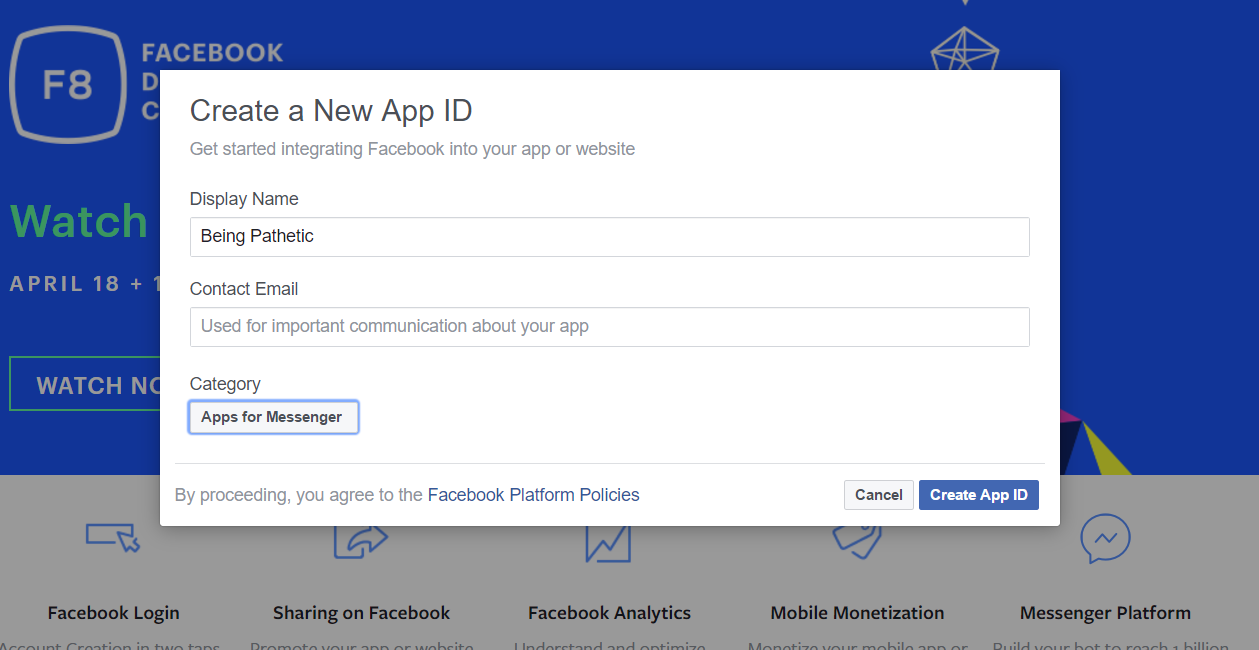 new app id for messenger bot