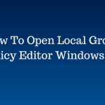 Local Group Policy Editor Windows 10