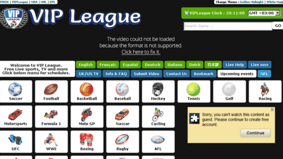 VIPLeague best sports streaming sites online