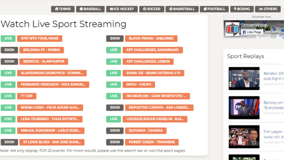 Streamwoop - Live Sports streaming site