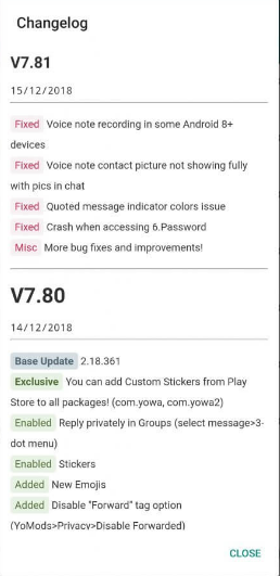 YoWhatsApp features