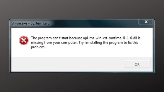 api-ms-win-crt-runtime-l1-1-0.dll missing
