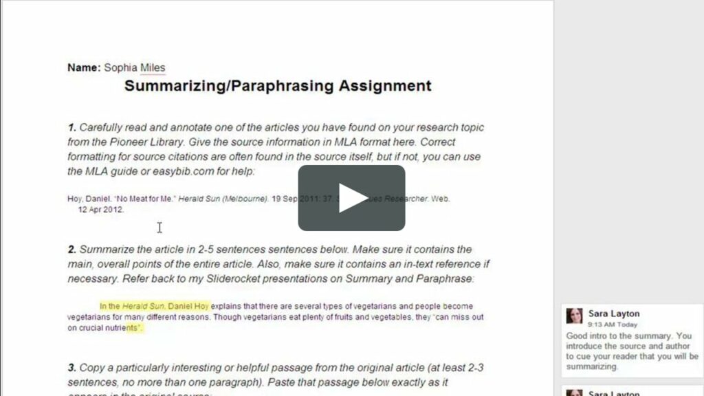 paraphrasing checking doc