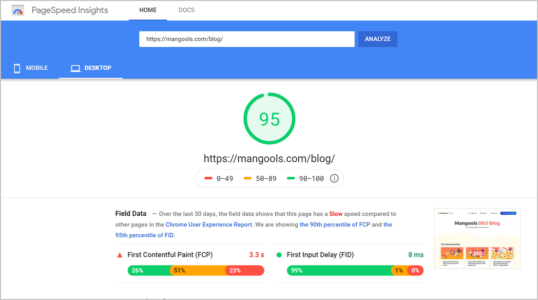 website page speed