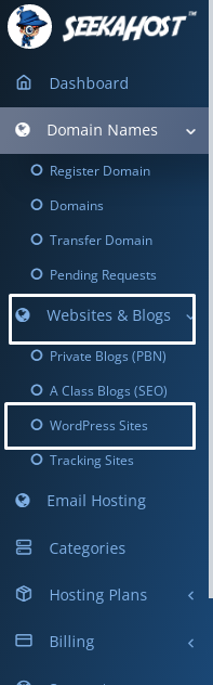 select wordpress site