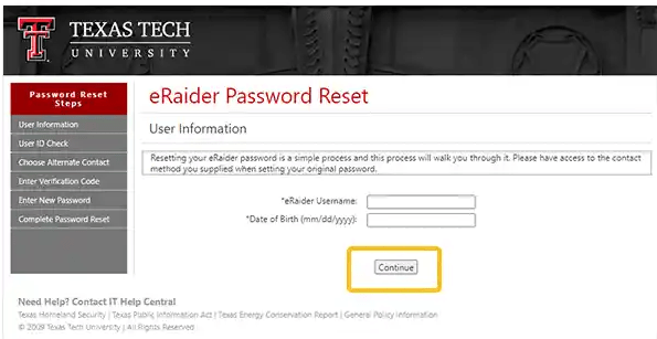 eraider password reset
